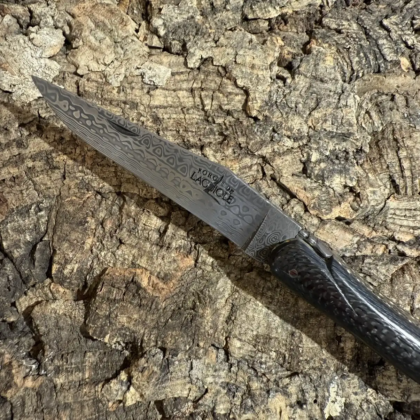 Couteau Pliant Plein Manche Carbone & lame Damas