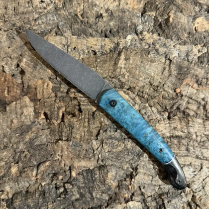 Le Passager « Custom » – Loupe d’érable Negundo stabilisée et teintée – Mitre fibre de carbone