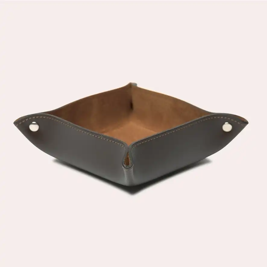 Vide poche en cuir chocolat
