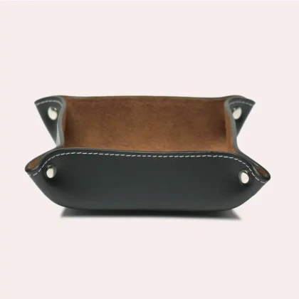 Vide poche en cuir Noir