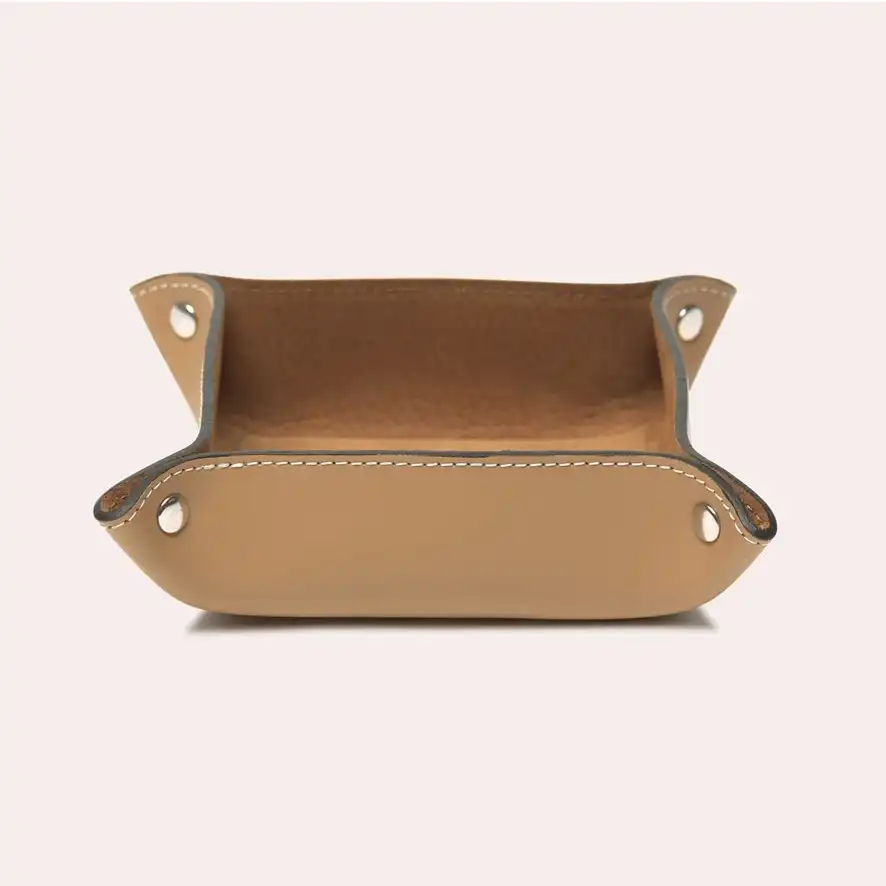 Vide Poche en cuir Beige