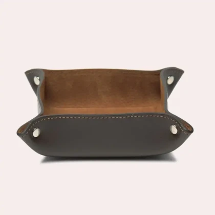 Vide poche en cuir chocolat