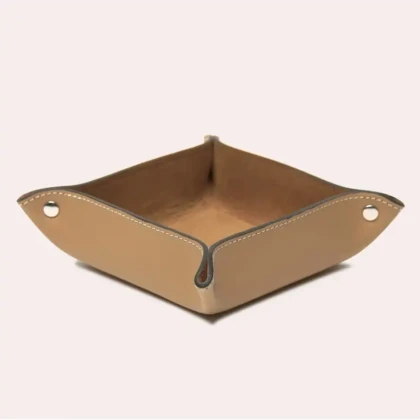 Vide Poche en cuir Beige