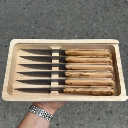 Set de 6 couteaux de table en Olivier
