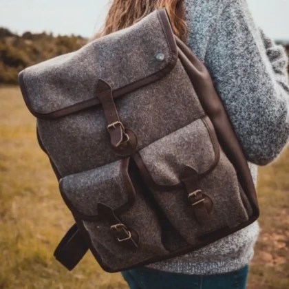 Sac à dos Larzac laine & cuir moka