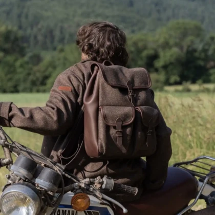 Sac à dos Larzac laine & cuir moka