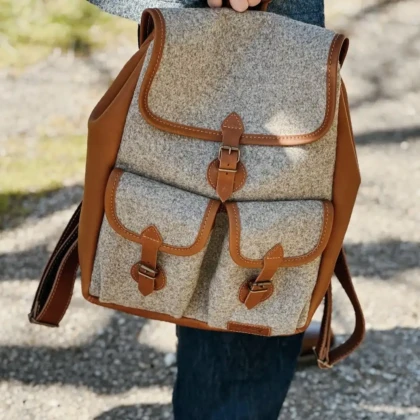 Sac à dos Larzac laine & cuir fauve