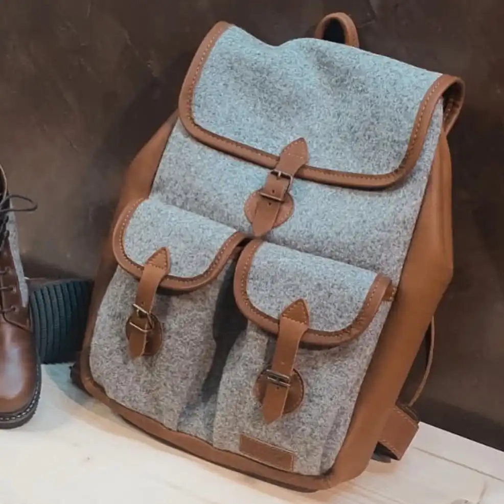 Sac à dos Larzac laine & cuir fauve